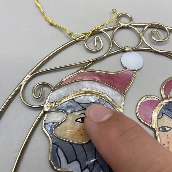 Vintage Capiz Shell Christmas Sun Catcher Santa and Mrs. Claus Holiday Decor - Picture 6 of 11